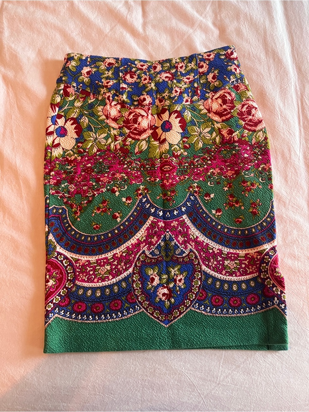 Anthropologie Multicolor Floral & Medallion Pencil Skirt